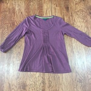 Boden Modal Blend 3/4 Sleeve Pintuck Shirt Size 10